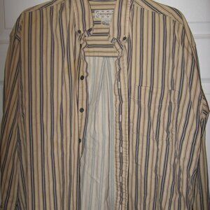 Crossings Peached Striped Button-Down Shirt Men's Large Beige Black & White